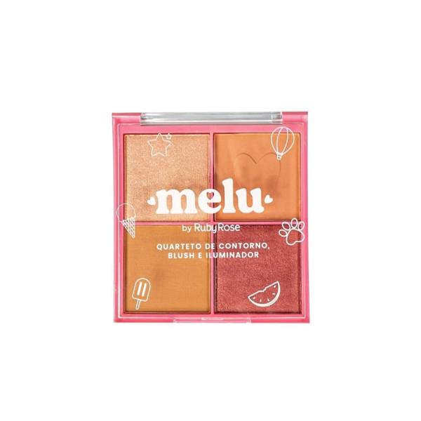 Quarteto de Contorno Blush Iluminador Melu by Ruby Rose RR-75311 