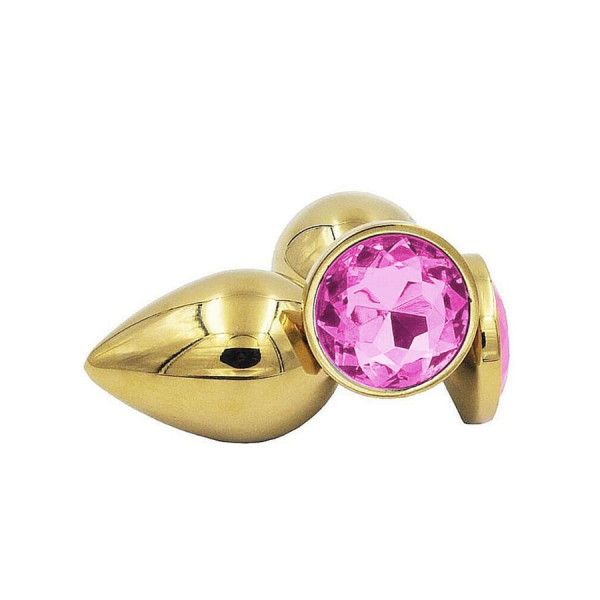 Plug Anal Dourado G Com Pedra Rosa Sexy Import