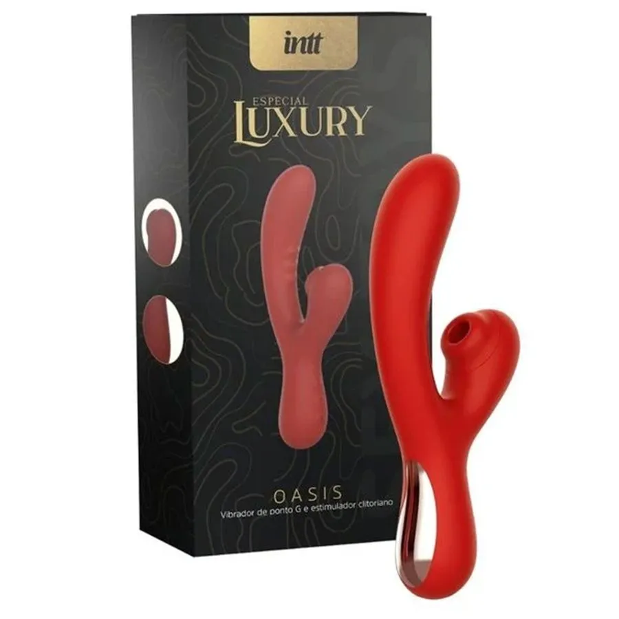 Oasis Vibrador Ponto G com Estimulador Clitoriano e 10 Modos de Vibração Linha Luxury Intt